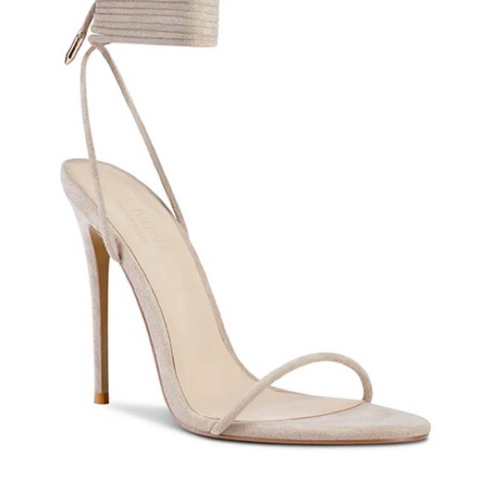Femme Los Angeles Barely There Lace Up Heel- Nude